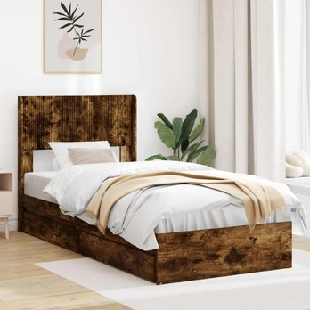 Lovos rėmas su saugojimu ir nugara Dūminio ąžuolo 100 x 200 cm