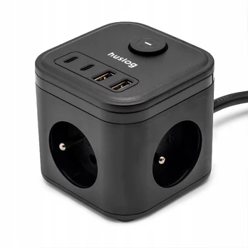 Huslog Cube Extension Cord with USB