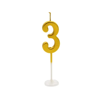 Auksinė žvakutė tortui, skaičius "3"