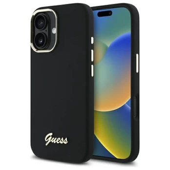 Guess GUHCP16MSMBSLK iPhone 16 Plus 6.7" juodas hardcase Silicone Script Metal Logo & Frame