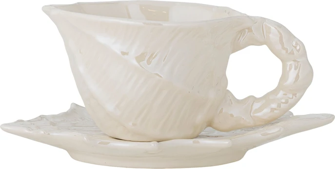 Bloomingville - Shellie Cup with Saucer - White - Stoneware