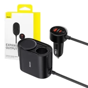 High Efficiency Pro 1-for-2 Car Cigarette Lighter Baseus 30W (Black) kaina