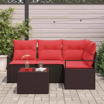 Sofos komplektas su pagalve 5 pcs Ruda poliratanas