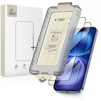 Apsauginis grūdintas stiklas Apple iPhone 15 / 16 telefonui "Tech-Protect Quick Set+ 2-Pack"