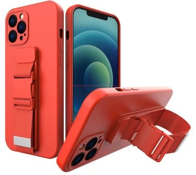 Dėklas su dirželiu Rope case gel TPU iPhone 13 Raudonas