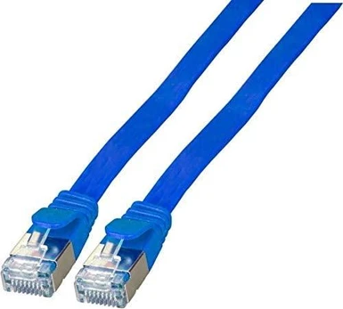 EFB Plokščias RJ45 U/FTP patch kabelis, kat. 6A, PVC, 1 m, mėlynas