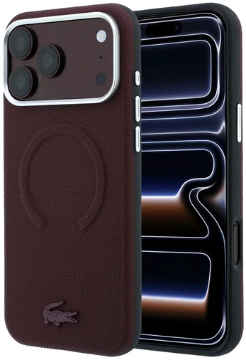 Dėklas Lacoste Petit Pique Semi Wrap Embossed phone case with MagSafe support for iPhone 18 Pro Max red