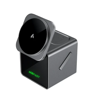 Acefast E34 22.5W 3-in-1 inductive charger with built-in cable for smartphone and smartwatch - pilka