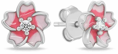 Brilio Silver Sidabrinis flower earrings with zircons EA1117WP