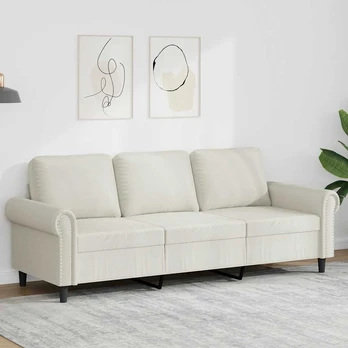 Trivietė sofa, kreminės spalvos, 180cm, aksomas