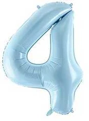Party Deco Balionas folinis skaičius 4 melsvas 86cm