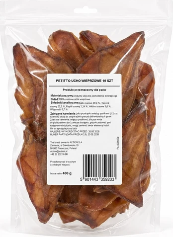 PETITTO ucho wieprzowe šuniui 10vnt
