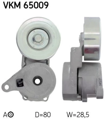 Įtempiklio skriemulys, V formos rumbuotas diržas SKF VKM 65009