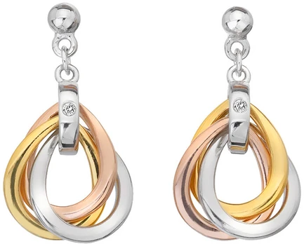 Hot Diamonds Trispalviai sidabriniai auskarai su deimantais Trio DE645 sHD1367