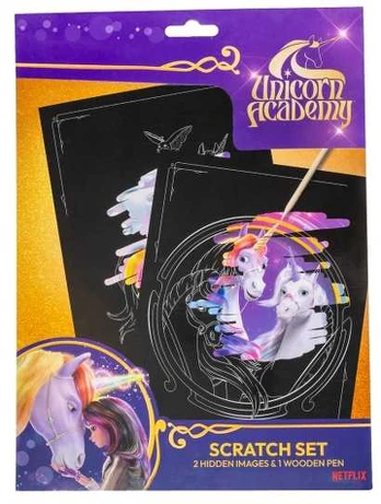 Usorteret UNICORN ACADEMY, Scratch set w/pencil
