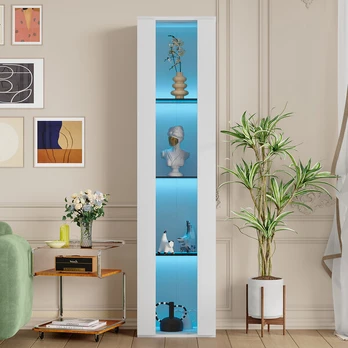 Vitrina su LED apšvietimu 40x29x170 cm balta