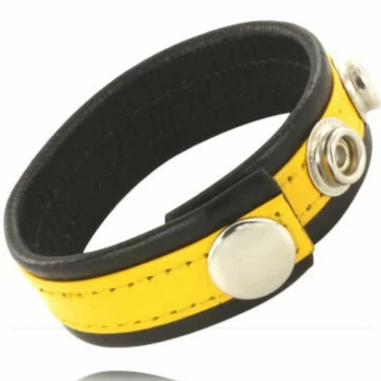 Metal Hard Adjustable Leather Strap Yellow-Black - Anatomical Harness
