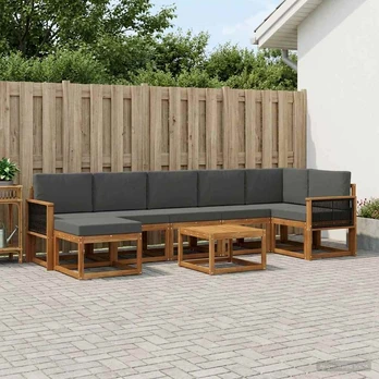 Lauko sofos komplektas su pagalve 8 pcs Natūralus ir antracitas