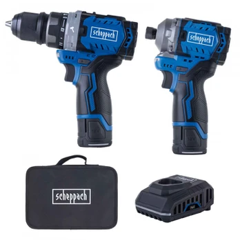 Akumuliatorinis smūginis gręžtuvas + akumuliatorinis gręžtuvas CDS-12V, Scheppach