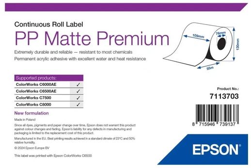 Epson PP MATTE LABEL PREMIUM/CONTINUOUS ROLL 105MM X 55M