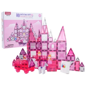 Rožinė princesė magnetinių blokelių rinkinys 126 vnt