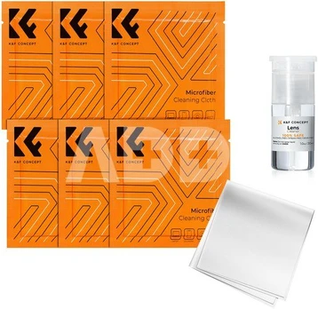 K&F Concept K&F 7 in 1 Cleaning kit, 10*10cm While Vacuum Cleaning Cloth*6 + 30ml Cleaning Liquid