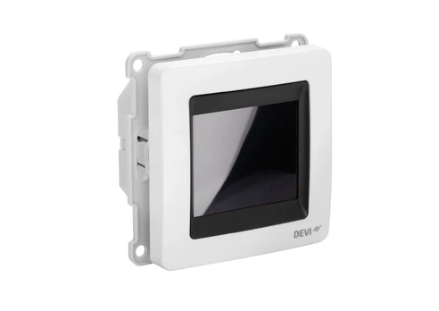 Termostatas DEVIreg™ Touch baltas, +5...+45 °C, grindų+patalpos, 16 A, be rėmelio, 140f1065