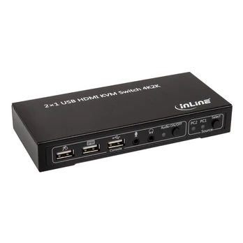 InLine KVM jungiklis, 2 krypčių HDMI 4K2K su garsu