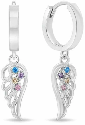 Brilio Silver Sidabrinis hoop earrings Angel wing with zircons EA1120WRBW
