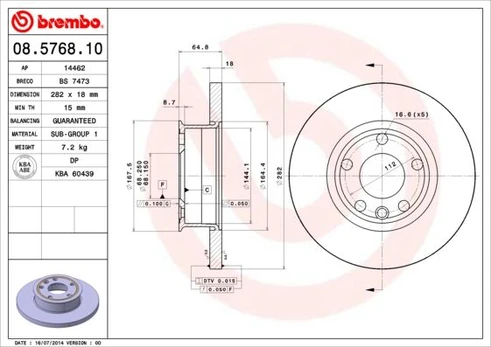 Stabdžių diskas BREMBO 08.5768.10