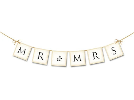 Dekoratyvinis "mr & Mrs" baneris vestuvėms