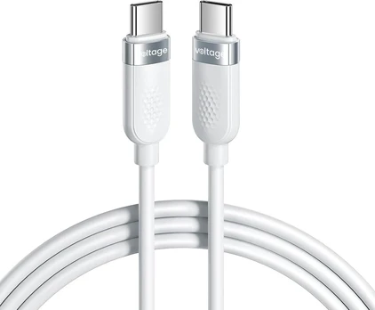 Kabelis USB-C / USB-C Voltage Silicone 100W PD 100cm balta