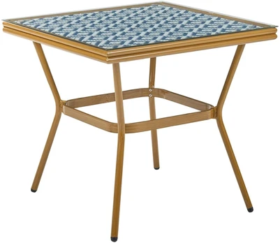 Beliani Bistro staliukas CASPRI 80 cm 80 cm technoratanas mėlyna/balta