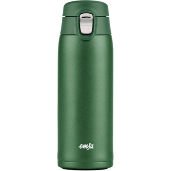 Emsa TRAVEL MUG light thermo mug (dark green, 0.4 liters, flip lid)