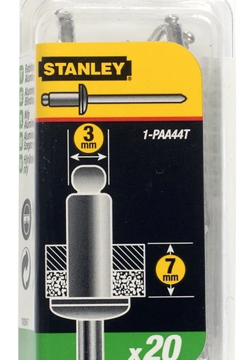 Aliuminės kniedės STANLEY, 3 x 6mm, 20 vnt