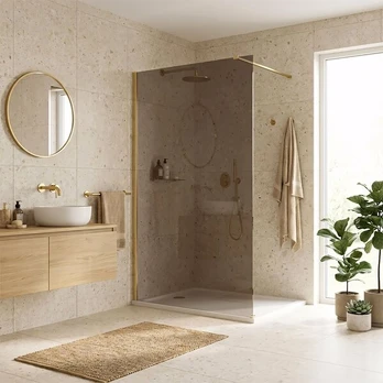 Dušo Sienelė Rea Flexi Brown 100 Brush Gold 120X100X195CM
