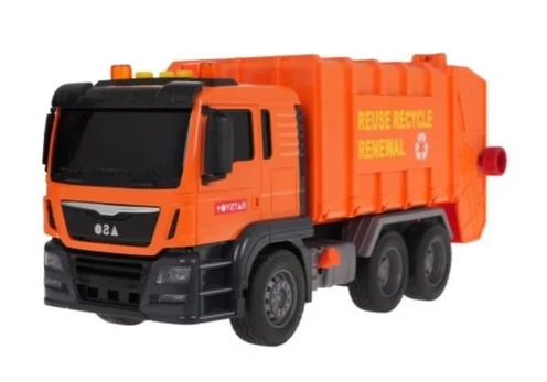 RoGer Orange Garbage Truck with Sound Function + Accessories