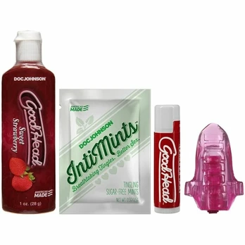 Doc Johnson GoodHead Oral Care Set Strawberry Flavor 29ml Vibrating Ring