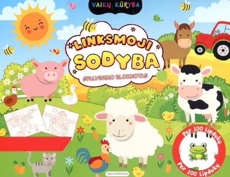 Linksmoji sodyba. Spalvinimo bloknotas (su lipdukais)