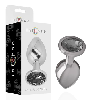 Intense Aluminum Metal Plug Large - Black Crystal Jewel, 9 cm
