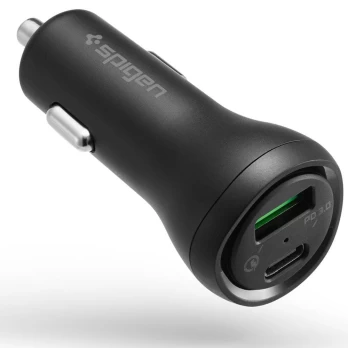 Spigen - Car Charger SteadiBoost (F31QC) - USB, Type-C, Universal Compatibility, 27W - Black