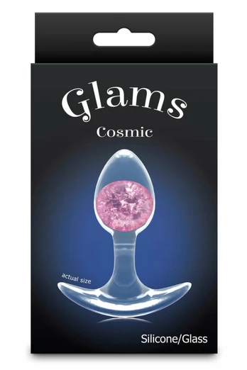 Cosmic Glams Small Pink - Liquid Silicone Plug with Glass Accent