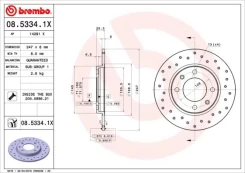 Stabdžių diskas BREMBO 08.5334.1X kaina