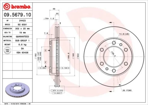 Stabdžių diskas BREMBO 09.5679.10