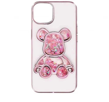 iLike iPhone 15 silikoninio dėklo spausdinimas Desire Bear Apple Pink