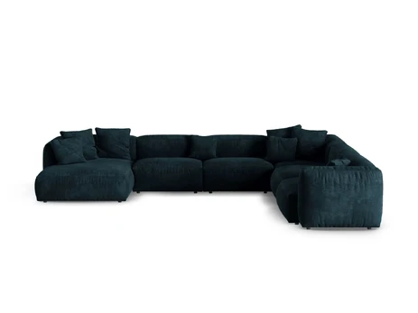 Velvet Modular Right Corner Sofa, "Martina", 6 Seats, 420x330x75, Deep Petrol