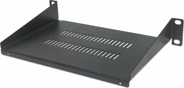 Laikiklis INTELLINET 10" Fachboden 150mm Frontmont. 1HE perforiert sw