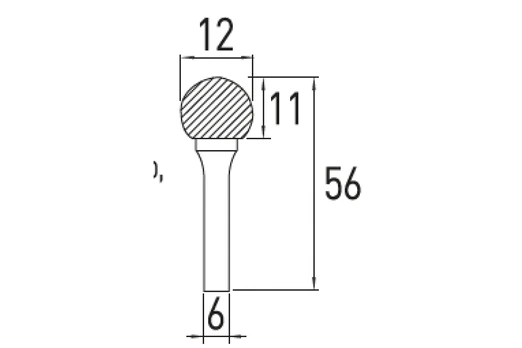 Ball nose metal cutter D, 12x11