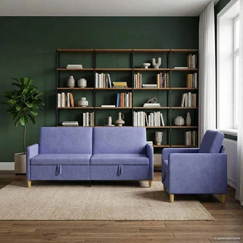 Sofa Sofos komplektas su saugojimu 2 pcs Džinsinės mėlynos