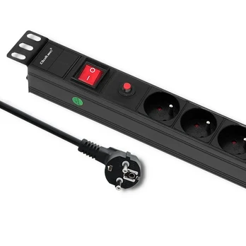 QOLTEC 53995 Apsauga nuo viršįtampių RACK 19 16A 1U PDU 6xSCHUKO 2m